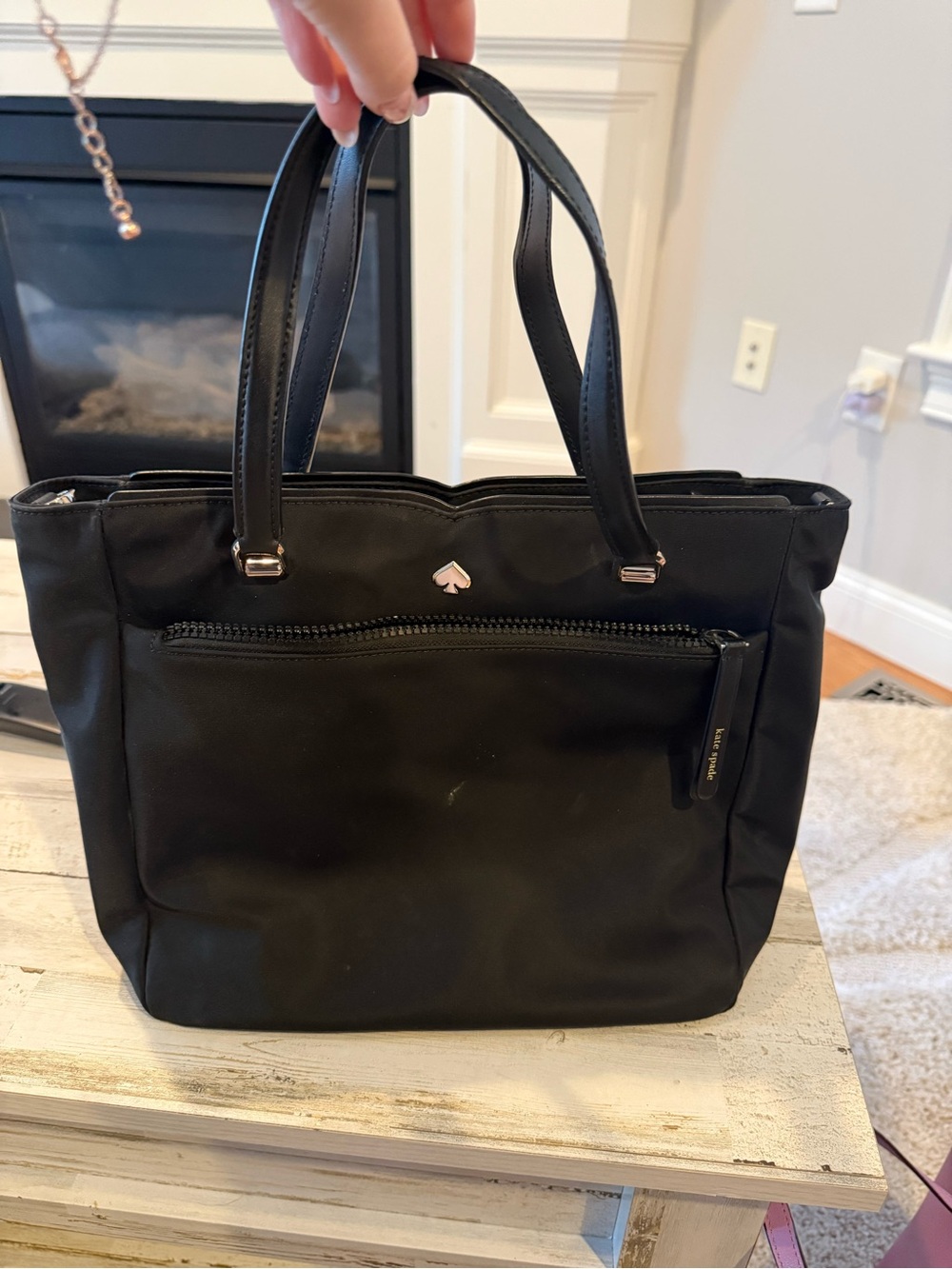 kate spade Black Nylon Tote with Front Zip Pocket